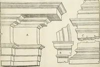 An illustration from Die alder vermaertste antique edificien : vã temple, theatre, amphitheatre, paleisen, therme, obeliske, brugge, archetriuphal, etc. vescreueeñ gefigureert met haren grondede eñ mate oock de plaetsen daerse staen, eñ wiese dede make (1546)