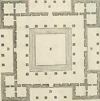 An illustration from Die alder vermaertste antique edificien : vã temple, theatre, amphitheatre, paleisen, therme, obeliske, brugge, archetriuphal, etc. vescreueeñ gefigureert met haren grondede eñ mate oock de plaetsen daerse staen, eñ wiese dede make (1546)