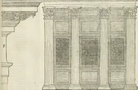 An illustration from Die alder vermaertste antique edificien : vã temple, theatre, amphitheatre, paleisen, therme, obeliske, brugge, archetriuphal, etc. vescreueeñ gefigureert met haren grondede eñ mate oock de plaetsen daerse staen, eñ wiese dede make (1546)