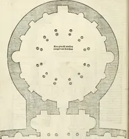 An illustration from Die alder vermaertste antique edificien : vã temple, theatre, amphitheatre, paleisen, therme, obeliske, brugge, archetriuphal, etc. vescreueeñ gefigureert met haren grondede eñ mate oock de plaetsen daerse staen, eñ wiese dede make (1546)