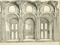 An illustration from Die alder vermaertste antique edificien : vã temple, theatre, amphitheatre, paleisen, therme, obeliske, brugge, archetriuphal, etc. vescreueeñ gefigureert met haren grondede eñ mate oock de plaetsen daerse staen, eñ wiese dede make (1546)