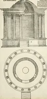An illustration from Die alder vermaertste antique edificien : vã temple, theatre, amphitheatre, paleisen, therme, obeliske, brugge, archetriuphal, etc. vescreueeñ gefigureert met haren grondede eñ mate oock de plaetsen daerse staen, eñ wiese dede make (1546)