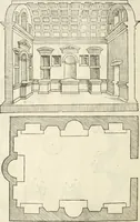 An illustration from Die alder vermaertste antique edificien : vã temple, theatre, amphitheatre, paleisen, therme, obeliske, brugge, archetriuphal, etc. vescreueeñ gefigureert met haren grondede eñ mate oock de plaetsen daerse staen, eñ wiese dede make (1546)