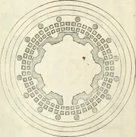 An illustration from Die alder vermaertste antique edificien : vã temple, theatre, amphitheatre, paleisen, therme, obeliske, brugge, archetriuphal, etc. vescreueeñ gefigureert met haren grondede eñ mate oock de plaetsen daerse staen, eñ wiese dede make (1546)