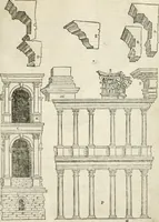 An illustration from Die alder vermaertste antique edificien : vã temple, theatre, amphitheatre, paleisen, therme, obeliske, brugge, archetriuphal, etc. vescreueeñ gefigureert met haren grondede eñ mate oock de plaetsen daerse staen, eñ wiese dede make (1546)