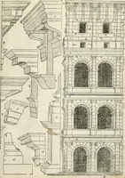 An illustration from Die alder vermaertste antique edificien : vã temple, theatre, amphitheatre, paleisen, therme, obeliske, brugge, archetriuphal, etc. vescreueeñ gefigureert met haren grondede eñ mate oock de plaetsen daerse staen, eñ wiese dede make (1546)