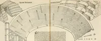 An illustration from Die alder vermaertste antique edificien : vã temple, theatre, amphitheatre, paleisen, therme, obeliske, brugge, archetriuphal, etc. vescreueeñ gefigureert met haren grondede eñ mate oock de plaetsen daerse staen, eñ wiese dede make (1546)