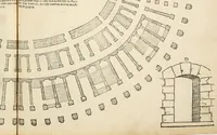 An illustration from Die alder vermaertste antique edificien : vã temple, theatre, amphitheatre, paleisen, therme, obeliske, brugge, archetriuphal, etc. vescreueeñ gefigureert met haren grondede eñ mate oock de plaetsen daerse staen, eñ wiese dede make (1546)