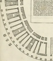 An illustration from Die alder vermaertste antique edificien : vã temple, theatre, amphitheatre, paleisen, therme, obeliske, brugge, archetriuphal, etc. vescreueeñ gefigureert met haren grondede eñ mate oock de plaetsen daerse staen, eñ wiese dede make (1546)