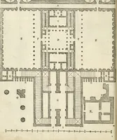 An illustration from Die alder vermaertste antique edificien : vã temple, theatre, amphitheatre, paleisen, therme, obeliske, brugge, archetriuphal, etc. vescreueeñ gefigureert met haren grondede eñ mate oock de plaetsen daerse staen, eñ wiese dede make (1546)