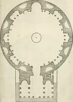 An illustration from Die alder vermaertste antique edificien : vã temple, theatre, amphitheatre, paleisen, therme, obeliske, brugge, archetriuphal, etc. vescreueeñ gefigureert met haren grondede eñ mate oock de plaetsen daerse staen, eñ wiese dede make (1546)