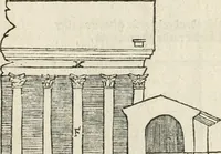 An illustration from Die alder vermaertste antique edificien : vã temple, theatre, amphitheatre, paleisen, therme, obeliske, brugge, archetriuphal, etc. vescreueeñ gefigureert met haren grondede eñ mate oock de plaetsen daerse staen, eñ wiese dede make (1546)
