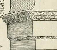 An illustration from Die alder vermaertste antique edificien : vã temple, theatre, amphitheatre, paleisen, therme, obeliske, brugge, archetriuphal, etc. vescreueeñ gefigureert met haren grondede eñ mate oock de plaetsen daerse staen, eñ wiese dede make (1546)