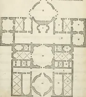 An illustration from Die alder vermaertste antique edificien : vã temple, theatre, amphitheatre, paleisen, therme, obeliske, brugge, archetriuphal, etc. vescreueeñ gefigureert met haren grondede eñ mate oock de plaetsen daerse staen, eñ wiese dede make (1546)