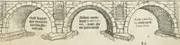 An illustration from Die alder vermaertste antique edificien : vã temple, theatre, amphitheatre, paleisen, therme, obeliske, brugge, archetriuphal, etc. vescreueeñ gefigureert met haren grondede eñ mate oock de plaetsen daerse staen, eñ wiese dede make (1546)