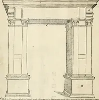 An illustration from Die alder vermaertste antique edificien : vã temple, theatre, amphitheatre, paleisen, therme, obeliske, brugge, archetriuphal, etc. vescreueeñ gefigureert met haren grondede eñ mate oock de plaetsen daerse staen, eñ wiese dede make (1546)