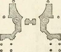 An illustration from Die alder vermaertste antique edificien : vã temple, theatre, amphitheatre, paleisen, therme, obeliske, brugge, archetriuphal, etc. vescreueeñ gefigureert met haren grondede eñ mate oock de plaetsen daerse staen, eñ wiese dede make (1546)