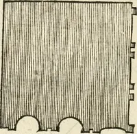 An illustration from Die alder vermaertste antique edificien : vã temple, theatre, amphitheatre, paleisen, therme, obeliske, brugge, archetriuphal, etc. vescreueeñ gefigureert met haren grondede eñ mate oock de plaetsen daerse staen, eñ wiese dede make (1546)