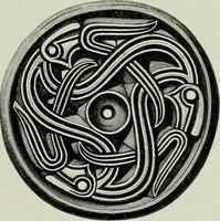 An illustration from Die altgermanische thierornamentik; typologische studie über germanische metallgegenstände aus dem IV. bis IX. jahrhundert, nebst einer studie über irische ornamentik (1904)