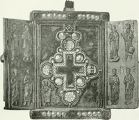 An illustration from Die byzantinischen Zellenschmelze der Sammlung Alex. von Swenigorodskoï und das darüber veröffentlichte Prachtwerk. Archäologisch-kunstgeschichtliche Studie (1896)