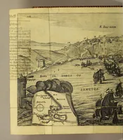 An illustration from Die ein vnd zwantzigste Schifffahrt, oder Gründliche vnd vmbständliche fernere Beschreibung der vollkomnesten Landschafft Brasilien, Americae, vnd deroselben Innwohner vnd Sitten, mit sampt einem angehenckten Verlauff, wie ein Engellendischer Capiteyn, Parck et genant, S. Vincentem, vnd den Portum Bellum erobert. : Item: was Gestalt, der schöne Portus vnd Hafe Totos los Sanctos, sampt der Statt Salvator in Anno 1624. von den Holländern gewunnen, vnd hernach wider verlaffen worden. Item: ein vollkömlicher Discurs, wie die spanische Silber-Flotta in der Insul Cuba, in der Baia Matanca in Anno 1628. von dem Manhafften Peter Peters Heyn, vnd Admiral Henrich Cornelius Lonsa erobert vnd glücklich in Hollandt ein gebracht worden (1629)