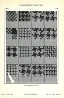 An illustration from Die färbige Gewebemusterung : ein Lehrgang, Gewebe durch 2-6 färbige Anordnung der Ketten- und Schussfäden zu figurieren (1907)