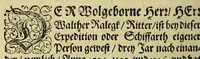 An illustration from Die fünffte kurtze wunderbare Beschreibung, dess Goldreichen Königreichs Guianae in America oder newen Welt, vnter der Linea Aequinoctiali gelegen: so neulich Anno 1594. 1595. vnd 1596. von dem wolgebornen Herrn, Herrn Walthero Ralegh einem englischen Ritter, besucht worden: : erstlich auss befehl seiner Gnaden in zweyen Büchlein beschrieben, darauss Jodocus Hondius, eine schöne Landt Tafel, mit einer niderländischen Erklärung gemacht. Jetzt aber ins Hochteutsch gebracht, vnd auss vnterschiedlichen Authoribus erkläret (1612)