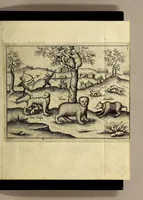 An illustration from Die fünffte kurtze wunderbare Beschreibung, dess Goldreichen Königreichs Guianae in America oder newen Welt, vnter der Linea Aequinoctiali gelegen: so neulich Anno 1594. 1595. vnd 1596. von dem wolgebornen Herrn, Herrn Walthero Ralegh einem englischen Ritter, besucht worden: : erstlich auss befehl seiner Gnaden in zweyen Büchlein beschrieben, darauss Jodocus Hondius, eine schöne Landt Tafel, mit einer niderländischen Erklärung gemacht. Jetzt aber ins Hochteutsch gebracht, vnd auss vnterschiedlichen Authoribus erkläret (1612)