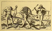 An illustration from Die fünffte kurtze wunderbare Beschreibung, dess Goldreichen Königreichs Guianae in America oder newen Welt, vnter der Linea Aequinoctiali gelegen: so neulich Anno 1594. 1595. vnd 1596. von dem wolgebornen Herrn, Herrn Walthero Ralegh einem englischen Ritter, besucht worden: : erstlich auss befehl seiner Gnaden in zweyen Büchlein beschrieben, daran Jodocus Hondius, ein schöne Land Tafel, mit einer niderländischen Erklärung gemacht. Jetzt aber ins Hochteutsch gebracht, vnd auss vnterschiedlichen Authoribus erkläret (1663)