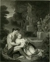An illustration from Die Gallerien von München : eine Stahlstichsammlung der vorsüglichsten Gemälde der Königl. Pinakothek, der Herzogl. Leuchtenberg'schen und Schleissheimer Gallerien (1856)