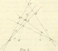 An illustration from Die geometrischen Constructionen, ausgeführt mittelst der geraden Linie und eines festen Kreises, als Lehrgegegenstand auf höheren Unterrichts-Anstalten und zur praktischen Benutzung, Hrsg. von A.J.v. Oettingen (1895)