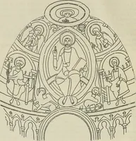 An illustration from Die hochromanische Wandmalerei in Regensburg (1920)