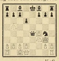 An illustration from Die hypermoderne schachpartie; ein schachlehr- und lese-buch, zugleich eine sammlung von 150 schönen meisterpartien aus den jahren 1914-1924 (1924)