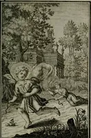 An illustration from Die ihren Gott liebende Seele, vorgestellt in den Sinnbildern des Hermanni Hugonis über seine Pia desideria, und des Ottonis Vaenii, über die Liebe Gottes, mit neuen Kupffern und Versen, welche zielen auf das innere Christenthum, aus dem Frantzösischen ins Teutsche übersetzt (1743)