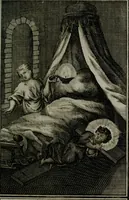 An illustration from Die ihren Gott liebende Seele, vorgestellt in den Sinnbildern des Hermanni Hugonis über seine Pia desideria, und des Ottonis Vaenii, über die Liebe Gottes, mit neuen Kupffern und Versen, welche zielen auf das innere Christenthum, aus dem Frantzösischen ins Teutsche übersetzt (1743)