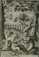 An illustration from Die ihren Gott liebende Seele, vorgestellt in den Sinnbildern des Hermanni Hugonis über seine Pia desideria, und des Ottonis Vaenii, über die Liebe Gottes, mit neuen Kupffern und Versen, welche zielen auf das innere Christenthum, aus dem Frantzösischen ins Teutsche übersetzt (1743)