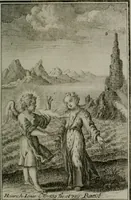 An illustration from Die ihren Gott liebende Seele, vorgestellt in den Sinnbildern des Hermanni Hugonis über seine Pia desideria, und des Ottonis Vaenii, über die Liebe Gottes, mit neuen Kupffern und Versen, welche zielen auf das innere Christenthum, aus dem Frantzösischen ins Teutsche übersetzt (1743)