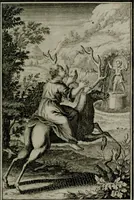 An illustration from Die ihren Gott liebende Seele, vorgestellt in den Sinnbildern des Hermanni Hugonis über seine Pia desideria, und des Ottonis Vaenii, über die Liebe Gottes, mit neuen Kupffern und Versen, welche zielen auf das innere Christenthum, aus dem Frantzösischen ins Teutsche übersetzt (1743)
