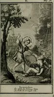 An illustration from Die ihren Gott liebende Seele, vorgestellt in den Sinnbildern des Hermanni Hugonis über seine Pia desideria, und des Ottonis Vaenii, über die Liebe Gottes, mit neuen Kupffern und Versen, welche zielen auf das innere Christenthum, aus dem Frantzösischen ins Teutsche übersetzt (1743)