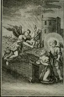 An illustration from Die ihren Gott liebende Seele, vorgestellt in den Sinnbildern des Hermanni Hugonis über seine Pia desideria, und des Ottonis Vaenii, über die Liebe Gottes, mit neuen Kupffern und Versen, welche zielen auf das innere Christenthum, aus dem Frantzösischen ins Teutsche übersetzt (1743)