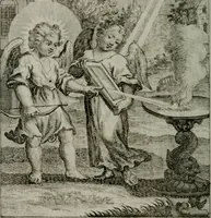 An illustration from Die ihren Gott liebende Seele, vorgestellt in den Sinnbildern des Hermanni Hugonis über seine Pia desideria, und des Ottonis Vaenii, über die Liebe Gottes, mit neuen Kupffern und Versen, welche zielen auf das innere Christenthum, aus dem Frantzösischen ins Teutsche übersetzt (1743)