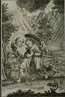 An illustration from Die ihren Gott liebende Seele, vorgestellt in den Sinnbildern des Hermanni Hugonis über seine Pia desideria, und des Ottonis Vaenii, über die Liebe Gottes, mit neuen Kupffern und Versen, welche zielen auf das innere Christenthum, aus dem Frantzösischen ins Teutsche übersetzt (1743)