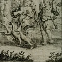 An illustration from Die ihren Gott liebende Seele, vorgestellt in den Sinnbildern des Hermanni Hugonis über seine Pia desideria, und des Ottonis Vaenii, über die Liebe Gottes, mit neuen Kupffern und Versen, welche zielen auf das innere Christenthum, aus dem Frantzösischen ins Teutsche übersetzt (1743)