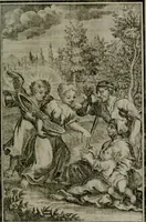 An illustration from Die ihren Gott liebende Seele, vorgestellt in den Sinnbildern des Hermanni Hugonis über seine Pia desideria, und des Ottonis Vaenii, über die Liebe Gottes, mit neuen Kupffern und Versen, welche zielen auf das innere Christenthum, aus dem Frantzösischen ins Teutsche übersetzt (1743)