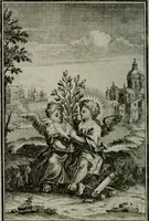 An illustration from Die ihren Gott liebende Seele, vorgestellt in den Sinnbildern des Hermanni Hugonis über seine Pia desideria, und des Ottonis Vaenii, über die Liebe Gottes, mit neuen Kupffern und Versen, welche zielen auf das innere Christenthum, aus dem Frantzösischen ins Teutsche übersetzt (1743)