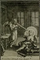 An illustration from Die ihren Gott liebende Seele, vorgestellt in den Sinnbildern des Hermanni Hugonis über seine Pia desideria, und des Ottonis Vaenii, über die Liebe Gottes, mit neuen Kupffern und Versen, welche zielen auf das innere Christenthum, aus dem Frantzösischen ins Teutsche übersetzt (1743)