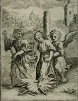 An illustration from Die ihren Gott liebende Seele, vorgestellt in den Sinnbildern des Hermanni Hugonis über seine Pia desideria, und des Ottonis Vaenii, über die Liebe Gottes, mit neuen Kupffern und Versen, welche zielen auf das innere Christenthum, aus dem Frantzösischen ins Teutsche übersetzt (1743)