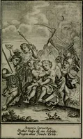 An illustration from Die ihren Gott liebende Seele, vorgestellt in den Sinnbildern des Hermanni Hugonis über seine Pia desideria, und des Ottonis Vaenii, über die Liebe Gottes, mit neuen Kupffern und Versen, welche zielen auf das innere Christenthum, aus dem Frantzösischen ins Teutsche übersetzt (1743)