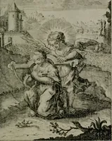 An illustration from Die ihren Gott liebende Seele, vorgestellt in den Sinnbildern des Hermanni Hugonis über seine Pia desideria, und des Ottonis Vaenii, über die Liebe Gottes, mit neuen Kupffern und Versen, welche zielen auf das innere Christenthum, aus dem Frantzösischen ins Teutsche übersetzt (1743)