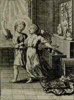 An illustration from Die ihren Gott liebende Seele, vorgestellt in den Sinnbildern des Hermanni Hugonis über seine Pia desideria, und des Ottonis Vaenii, über die Liebe Gottes, mit neuen Kupffern und Versen, welche zielen auf das innere Christenthum, aus dem Frantzösischen ins Teutsche übersetzt (1743)